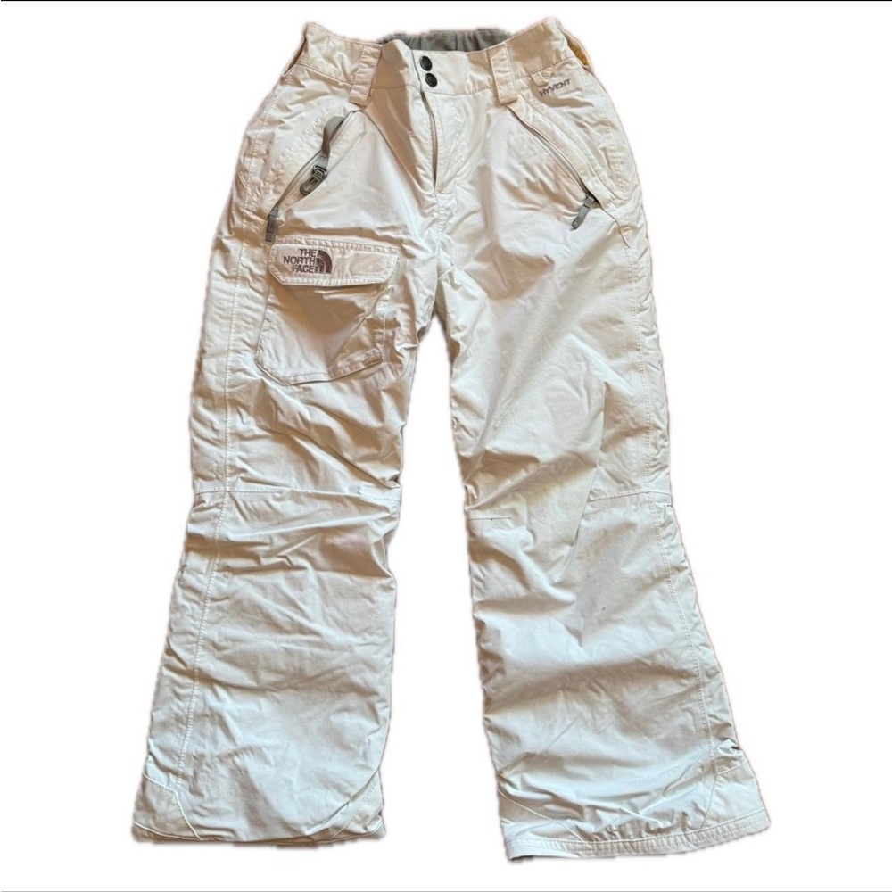 Girls size 10/12 The north face white snow pants like new